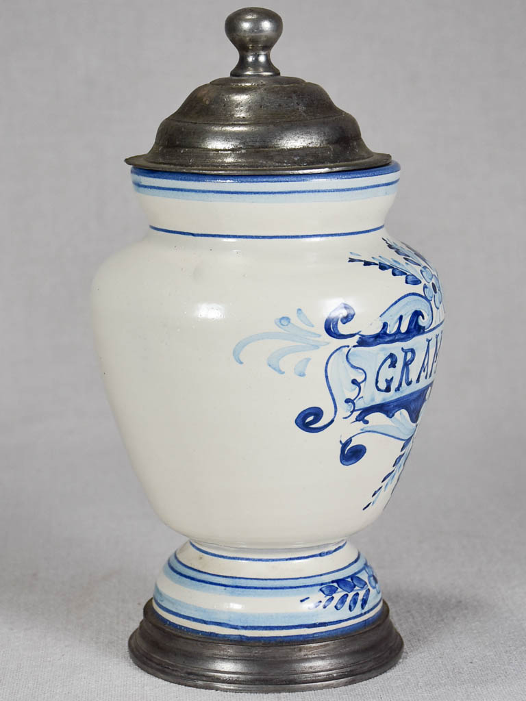 Gramina apothecary pot - blue and white 9"
