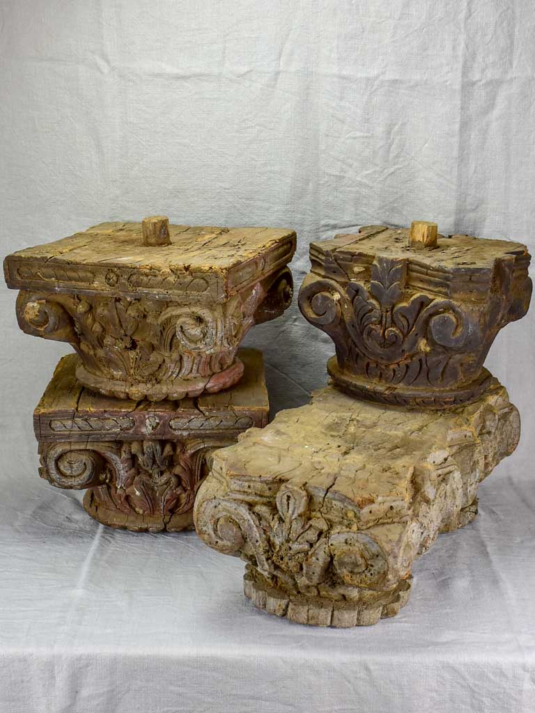 Antique salvaged column capital - double