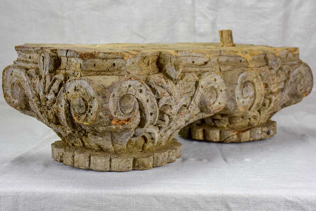 Antique salvaged column capital - double
