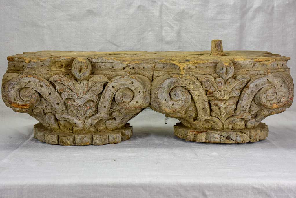 Antique salvaged column capital - double