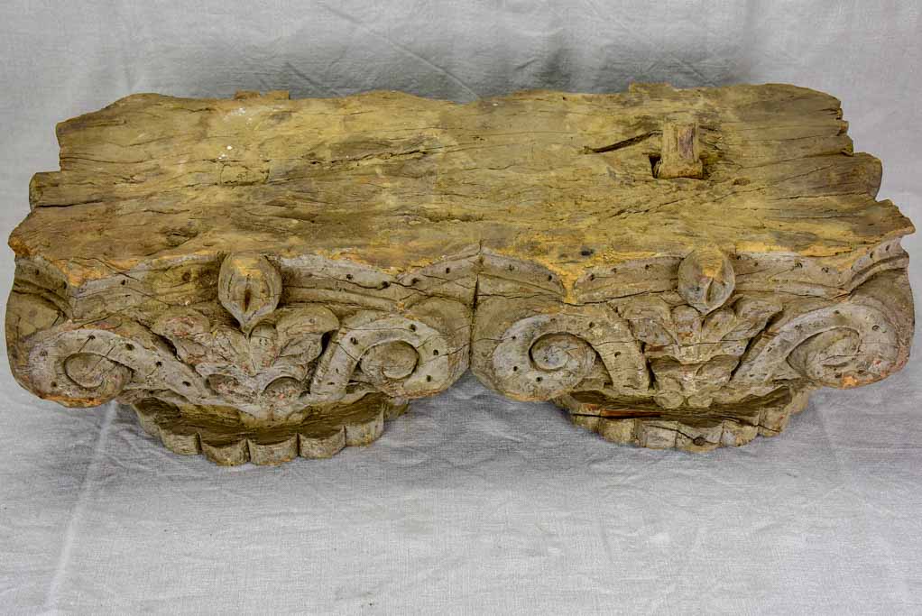 Antique salvaged column capital - double