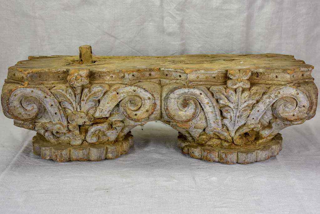 Antique salvaged column capital - double