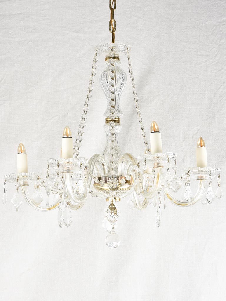 Vintage 6 light glass chandelier 23¾" diameter