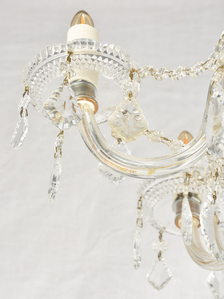 Vintage 6 light glass chandelier 23¾" diameter