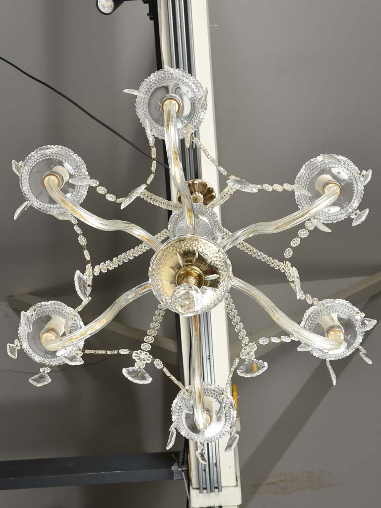 Vintage 6 light glass chandelier 23¾" diameter