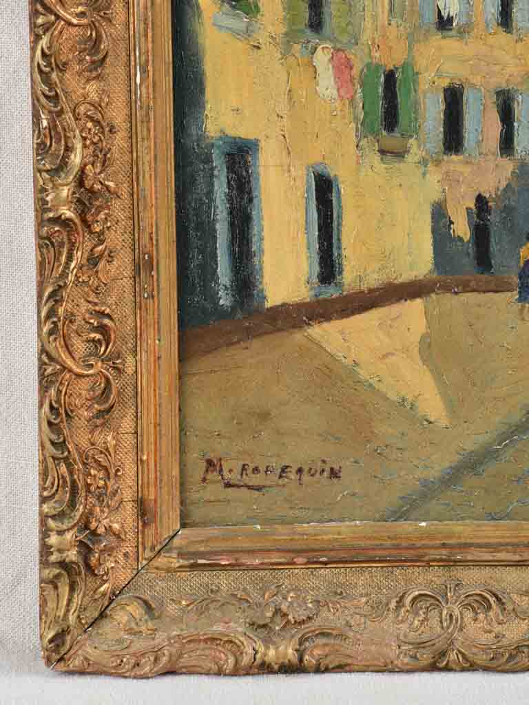 Early 20th-century Marseille streetscape painting - ‘La Montée Des Accoules’ Signed M.Robequin 23¾" x 19¾"