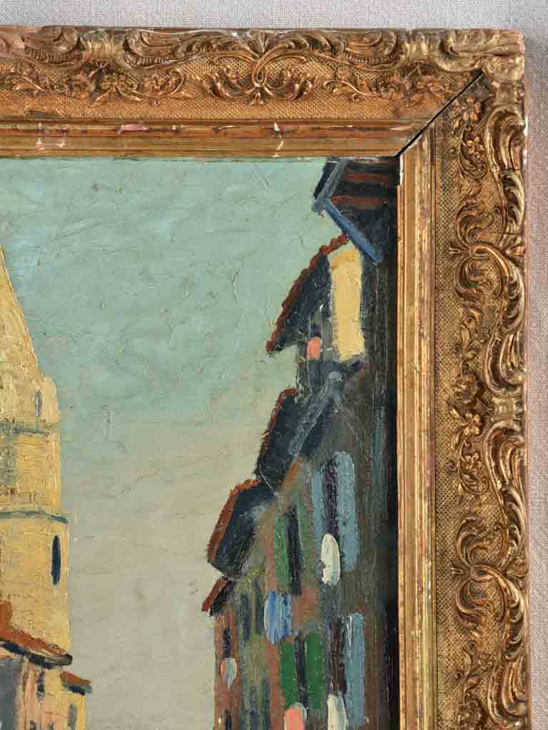 Early 20th-century Marseille streetscape painting - ‘La Montée Des Accoules’ Signed M.Robequin 23¾" x 19¾"