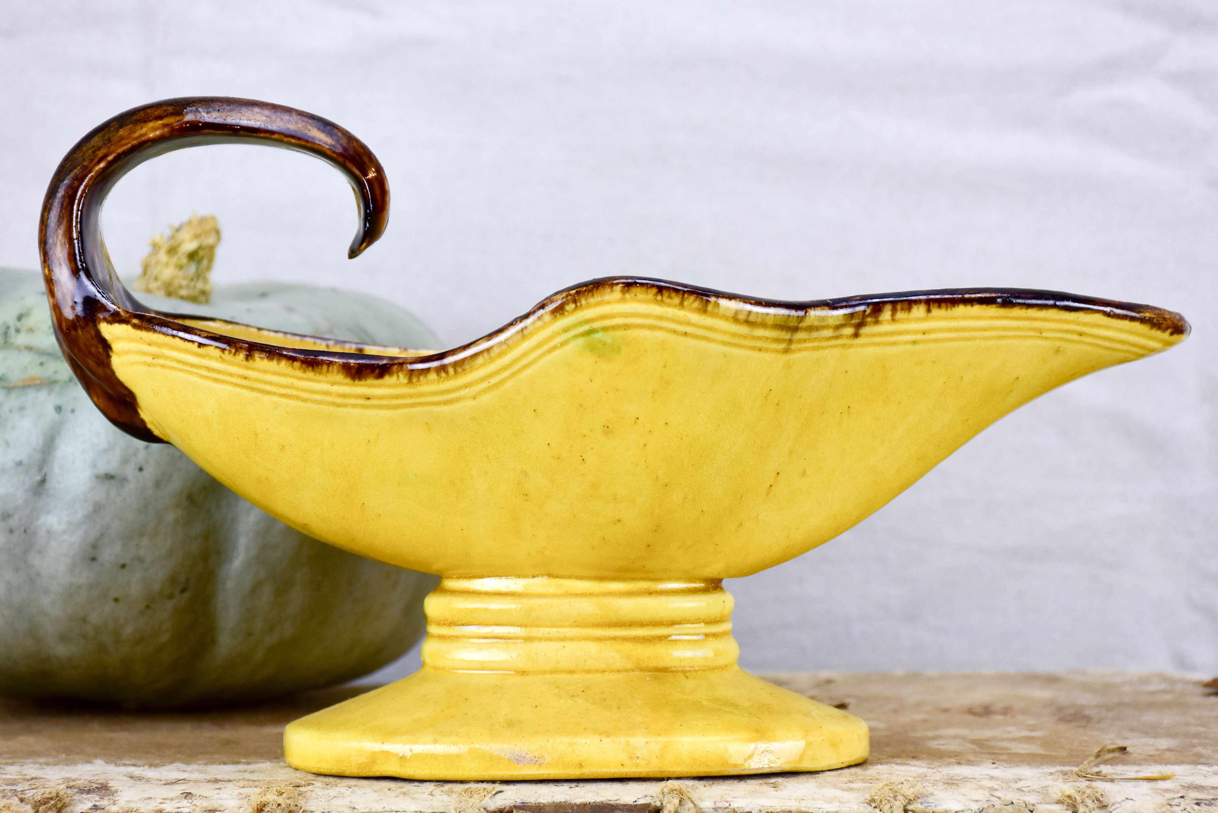 Vintage French sauce boat Etienne Noël, Dieulefit - yellow glaze
