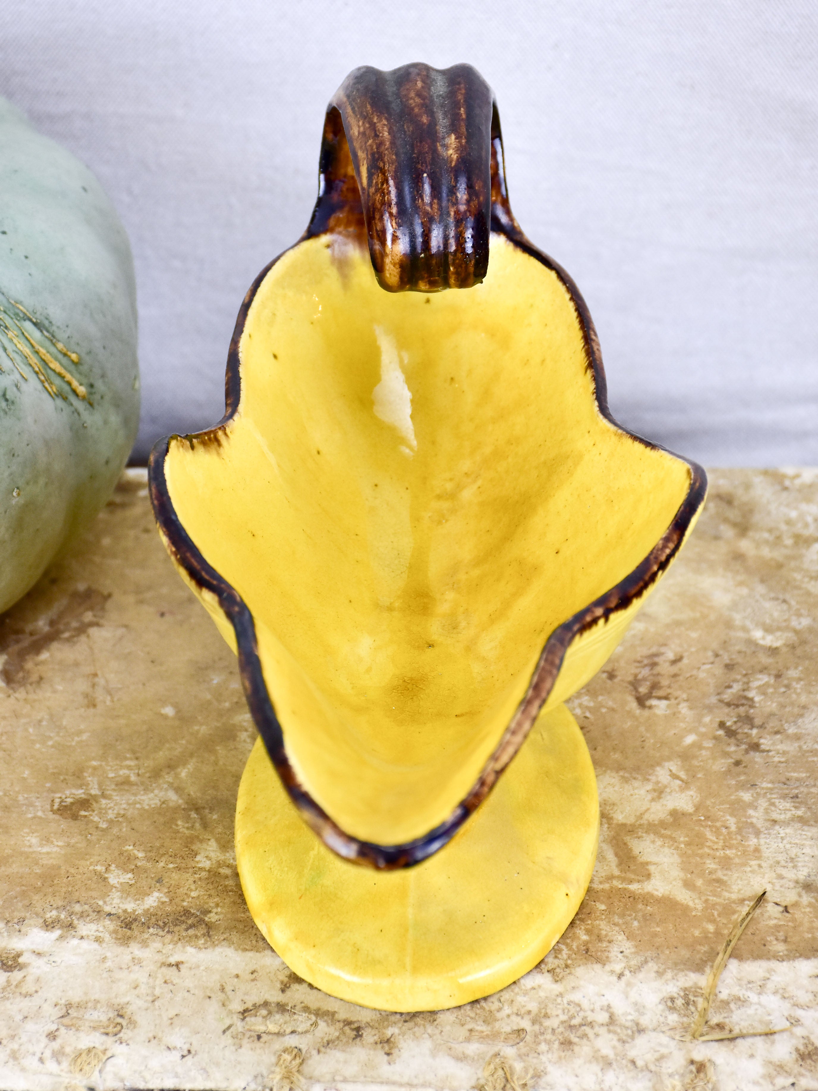 Vintage French sauce boat Etienne Noël, Dieulefit - yellow glaze