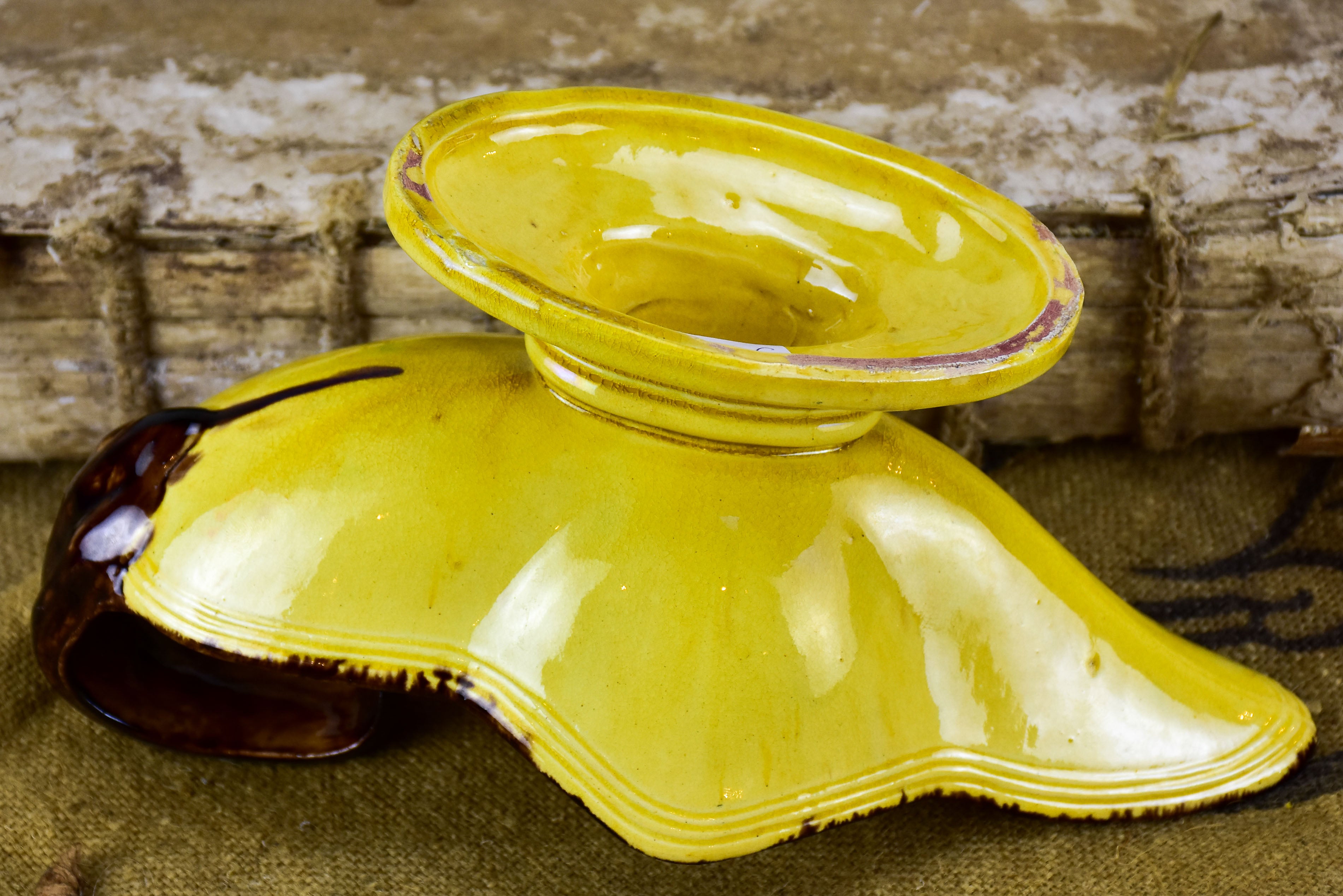 Vintage French sauce boat Etienne Noël, Dieulefit - yellow glaze