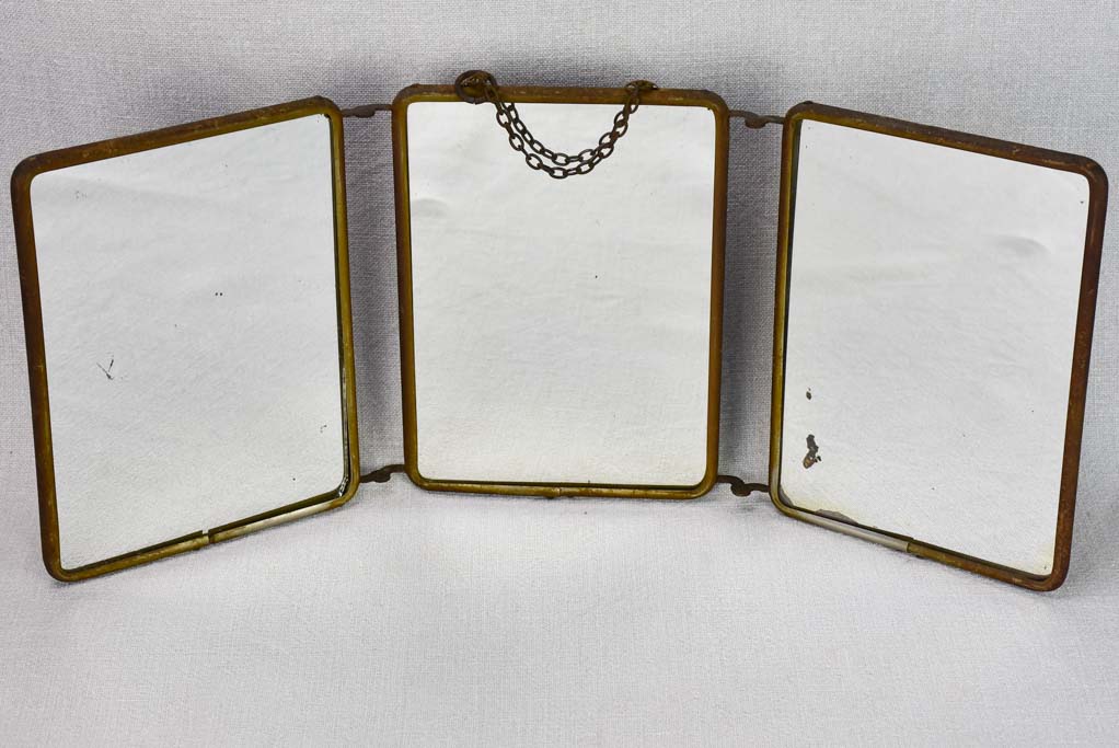 Early 20th-century French barber's mirror with three panels 8¾"