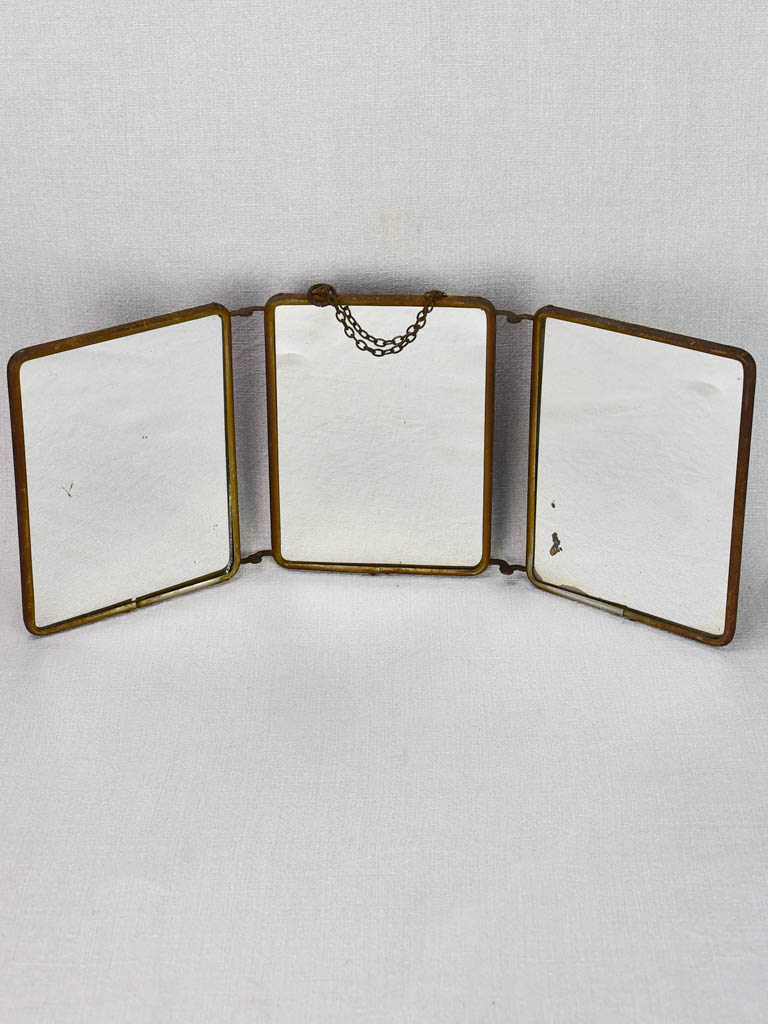Early 20th-century French barber's mirror with three panels 8¾"