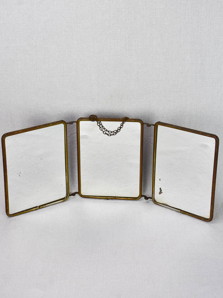 Early 20th-century French barber's mirror with three panels 8¾"