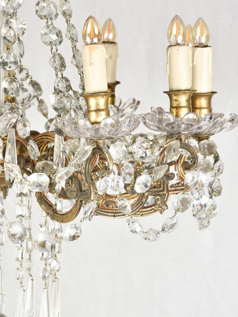 12 light crystal & bronze chandelier - 19th century - 24¾" diameter