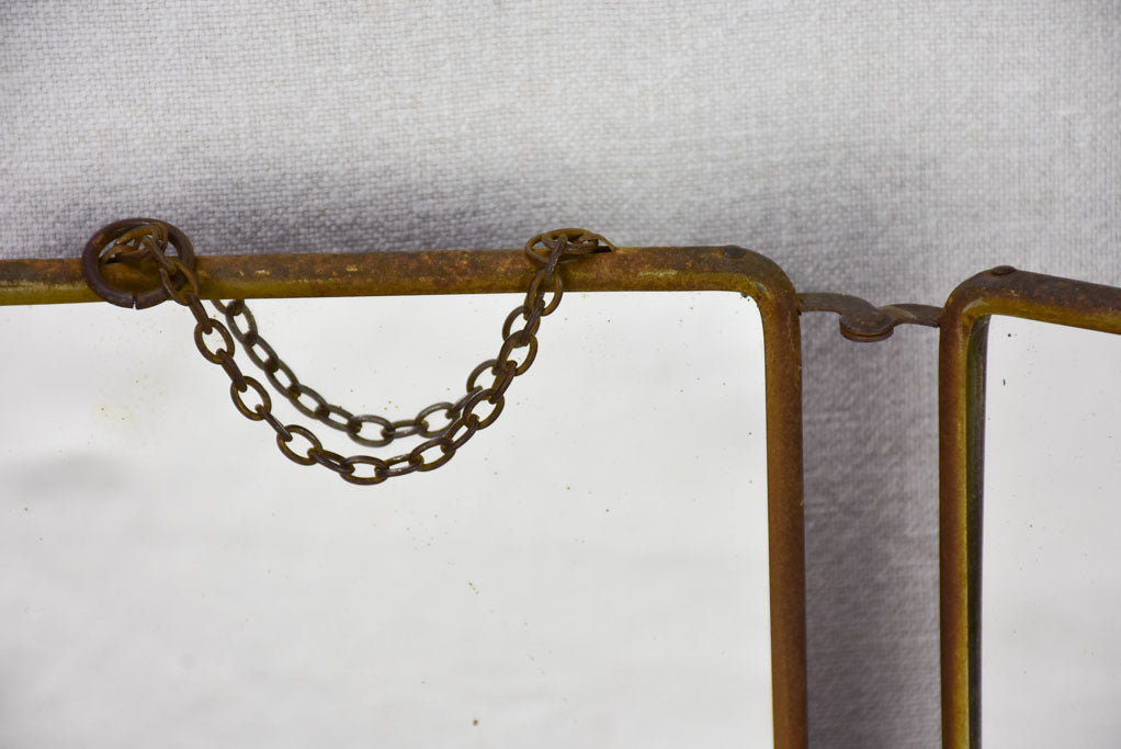 Early 20th-century French barber's mirror with three panels 8¾"