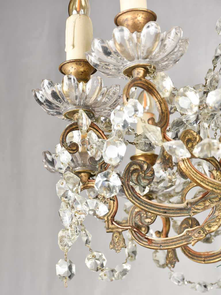12 light crystal & bronze chandelier - 19th century - 24¾" diameter