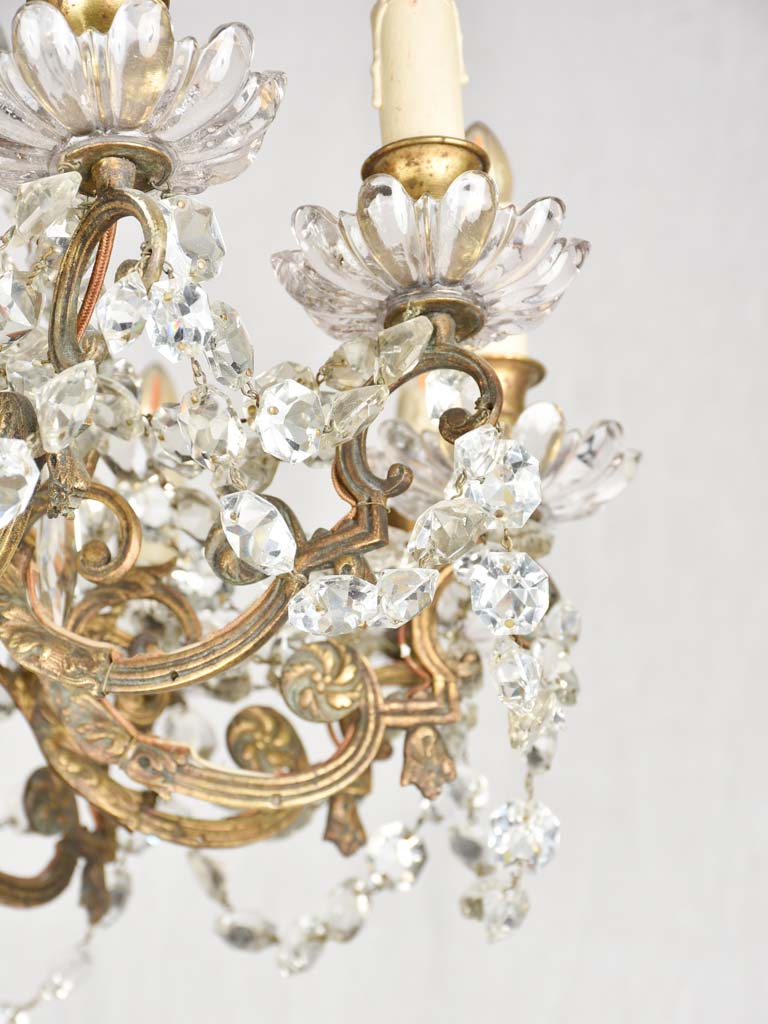 12 light crystal & bronze chandelier - 19th century - 24¾" diameter