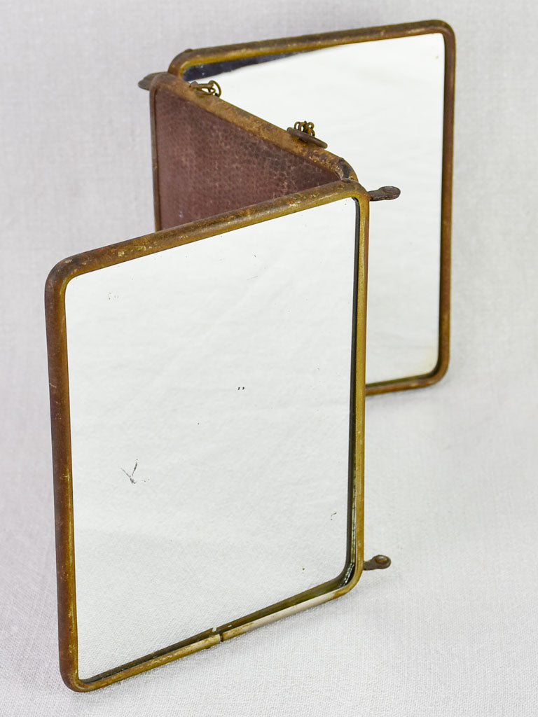 Early 20th-century French barber's mirror with three panels 8¾"