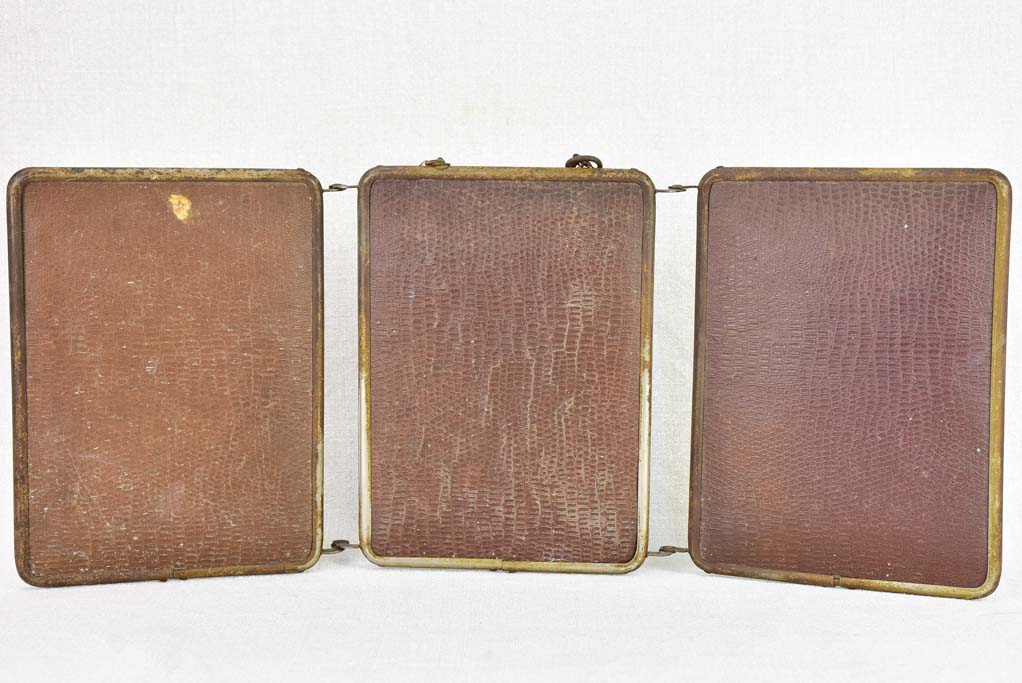Early 20th-century French barber's mirror with three panels 8¾"