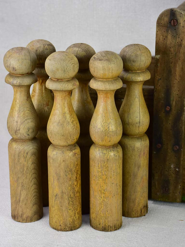 Skittles game and ball in an antique French toolbox