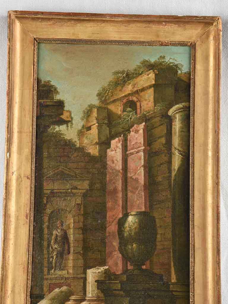 Antique Unsigned Oil Canvas Architectural Whim