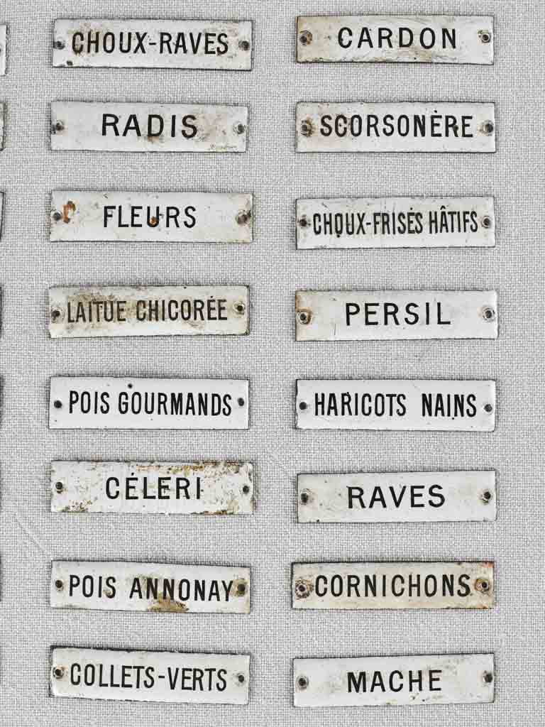 Rare collection of 36 enamel seed labels 3¼"