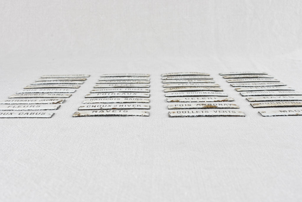 Rare collection of 36 enamel seed labels 3¼"
