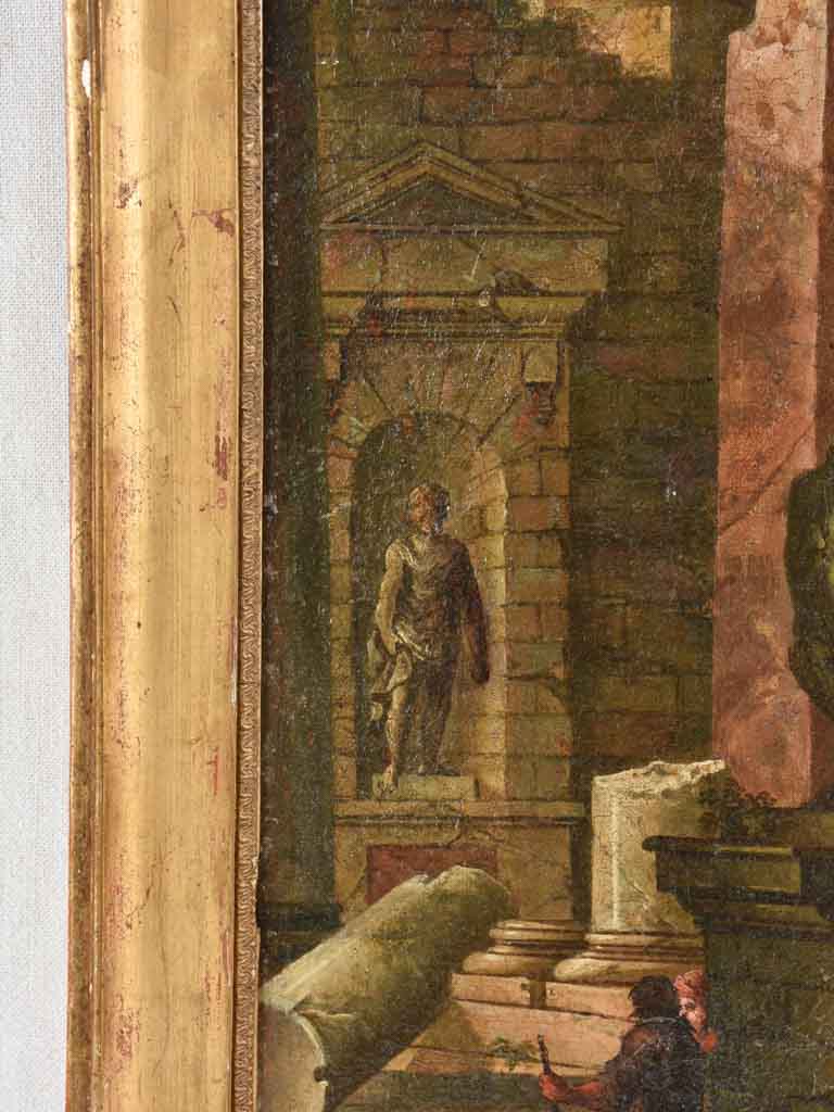 Italian Art, Timeworn Gilded Oil Canvas