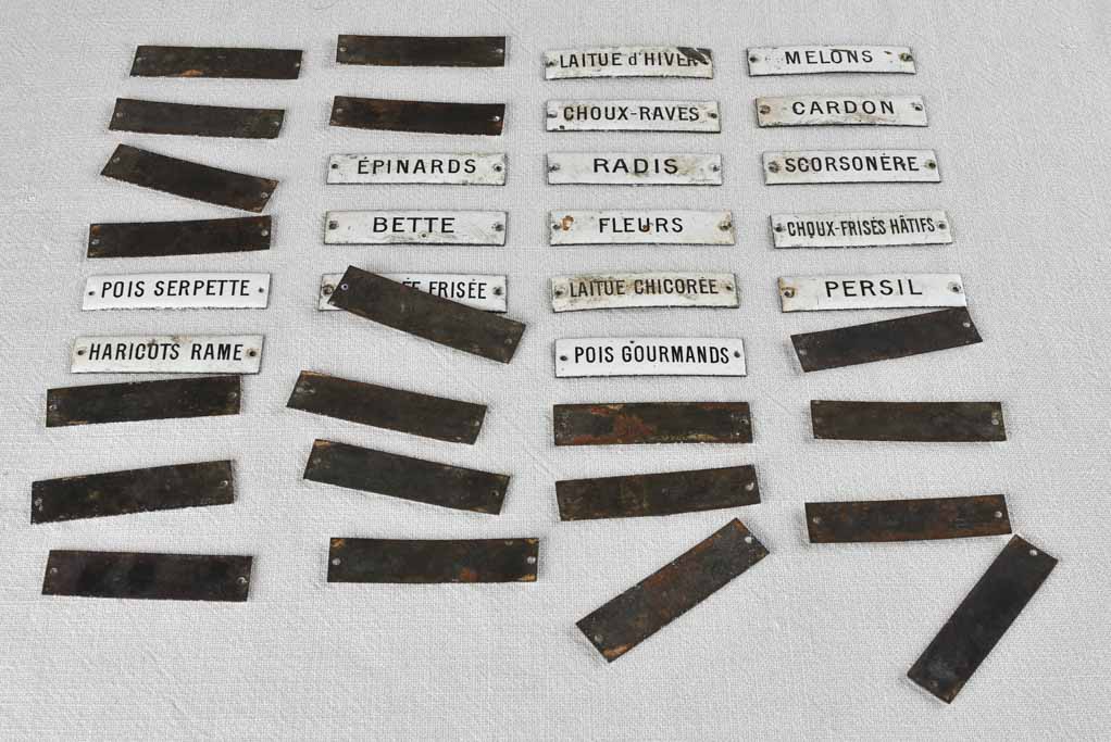 Rare collection of 36 enamel seed labels 3¼"