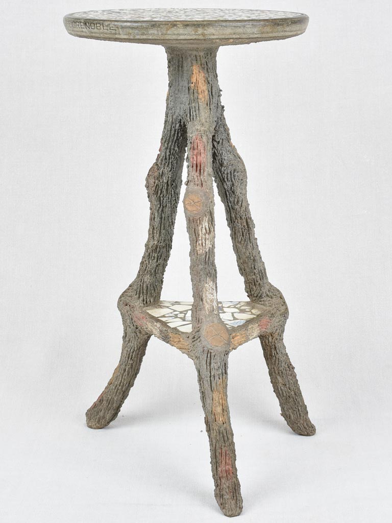 Mosaic table / plant stand with faux bois