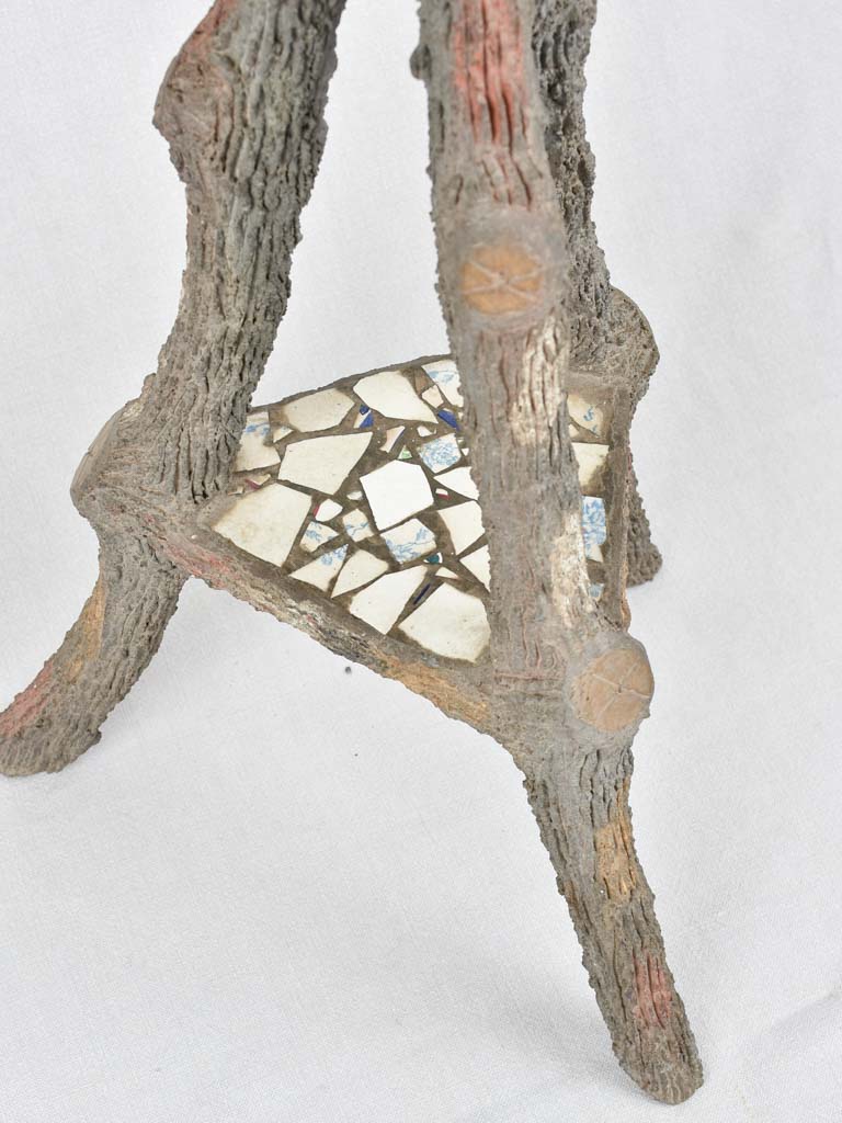 Mosaic table / plant stand with faux bois