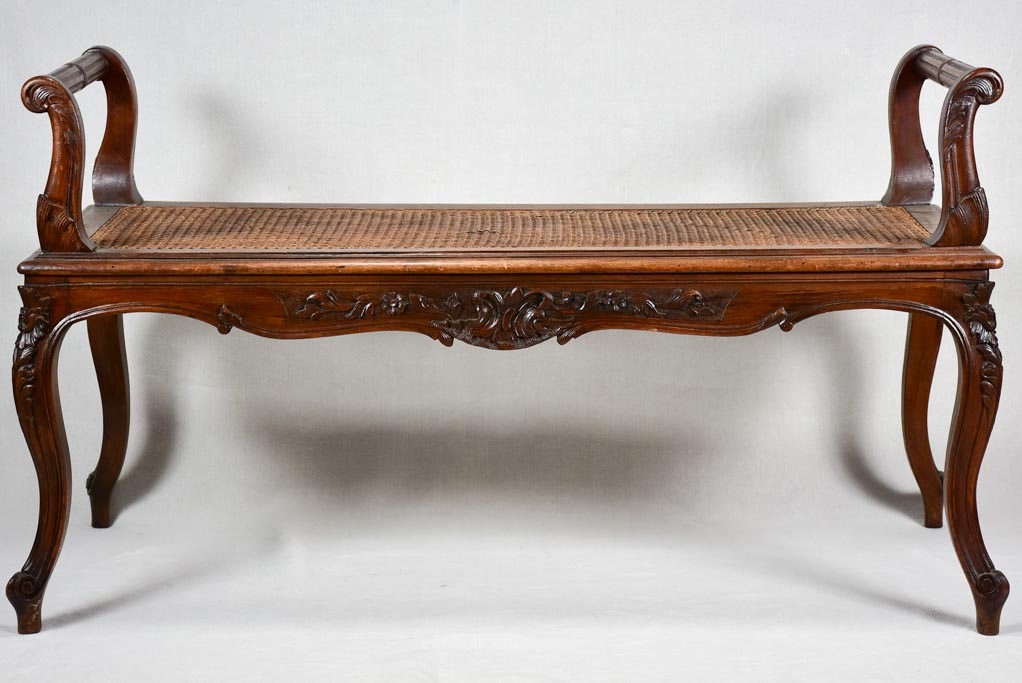19th-century caned bench seat 45¾"