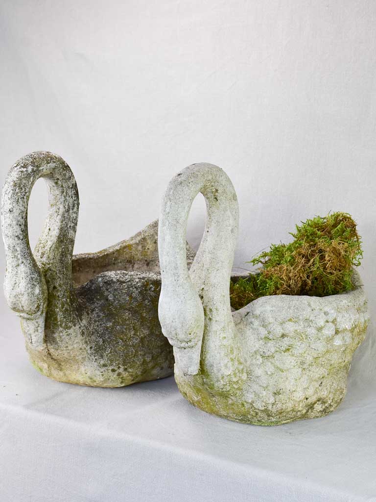 Pair of mid-century French swan garden planters