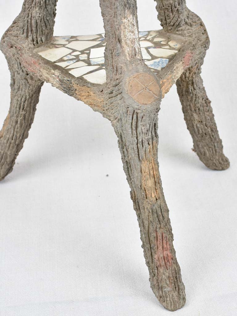 Mosaic table / plant stand with faux bois