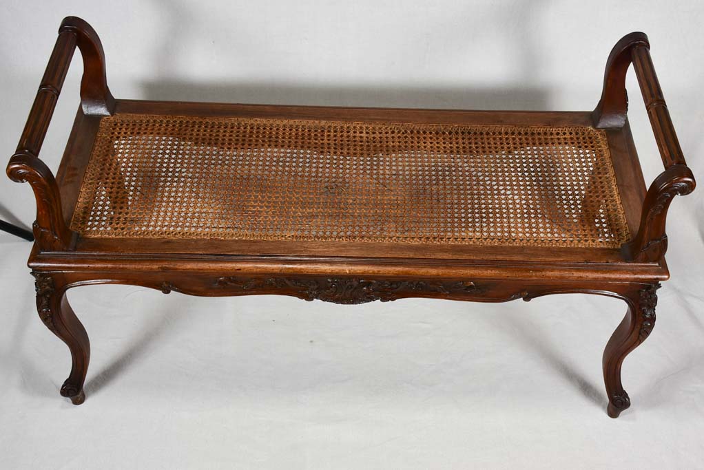19th-century caned bench seat 45¾"