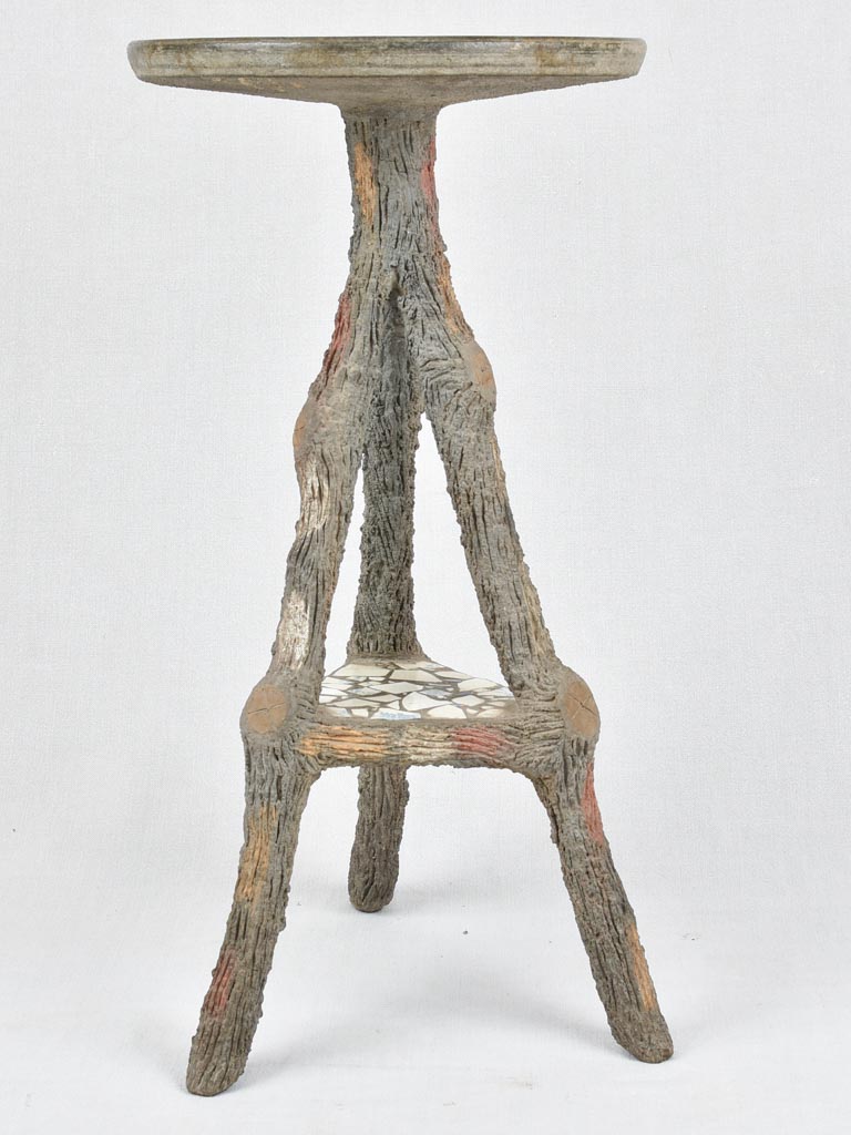 Mosaic table / plant stand with faux bois