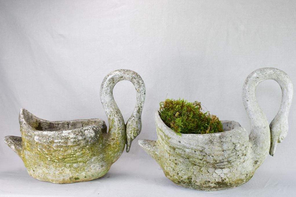 Pair of mid-century French swan garden planters
