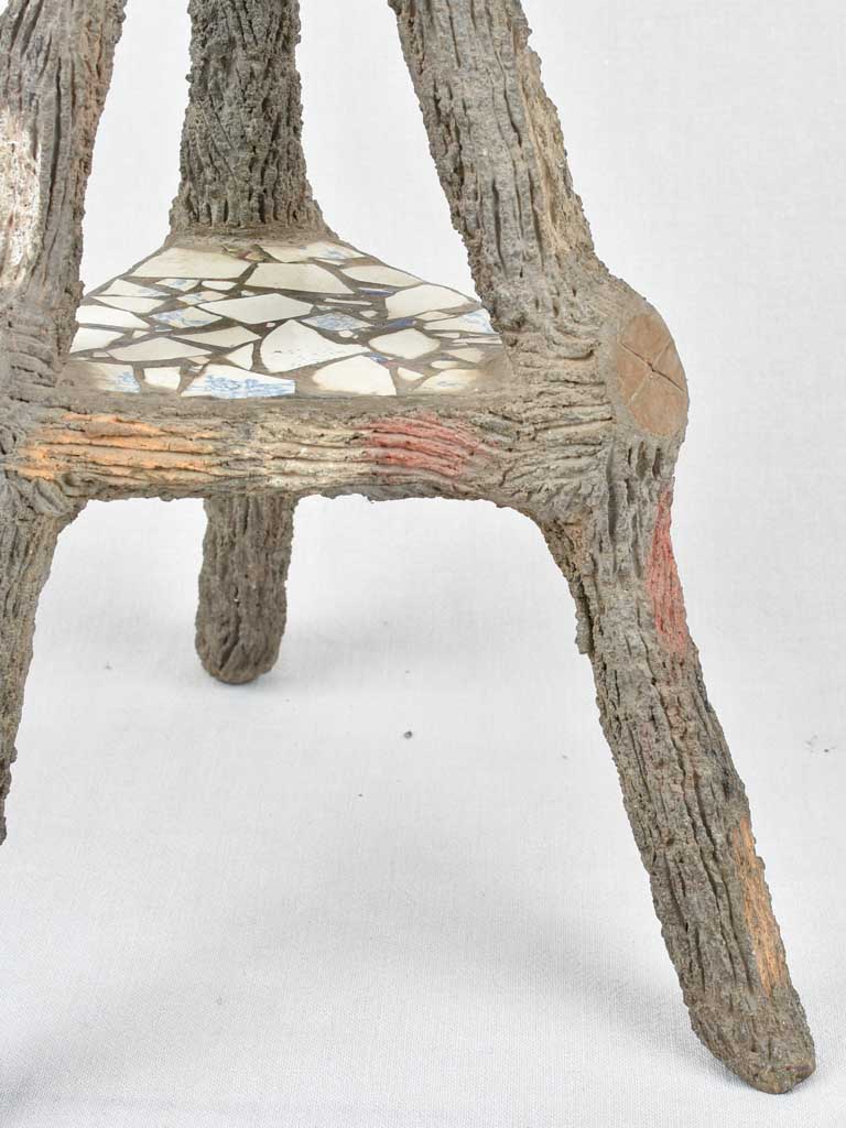 Mosaic table / plant stand with faux bois