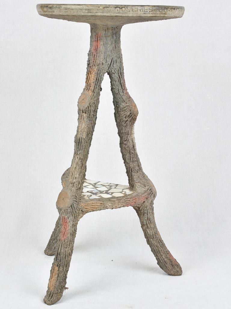 Mosaic table / plant stand with faux bois