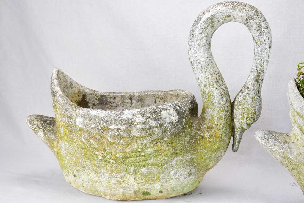 Pair of mid-century French swan garden planters