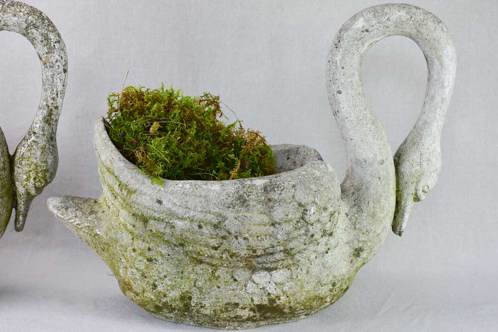 Pair of mid-century French swan garden planters