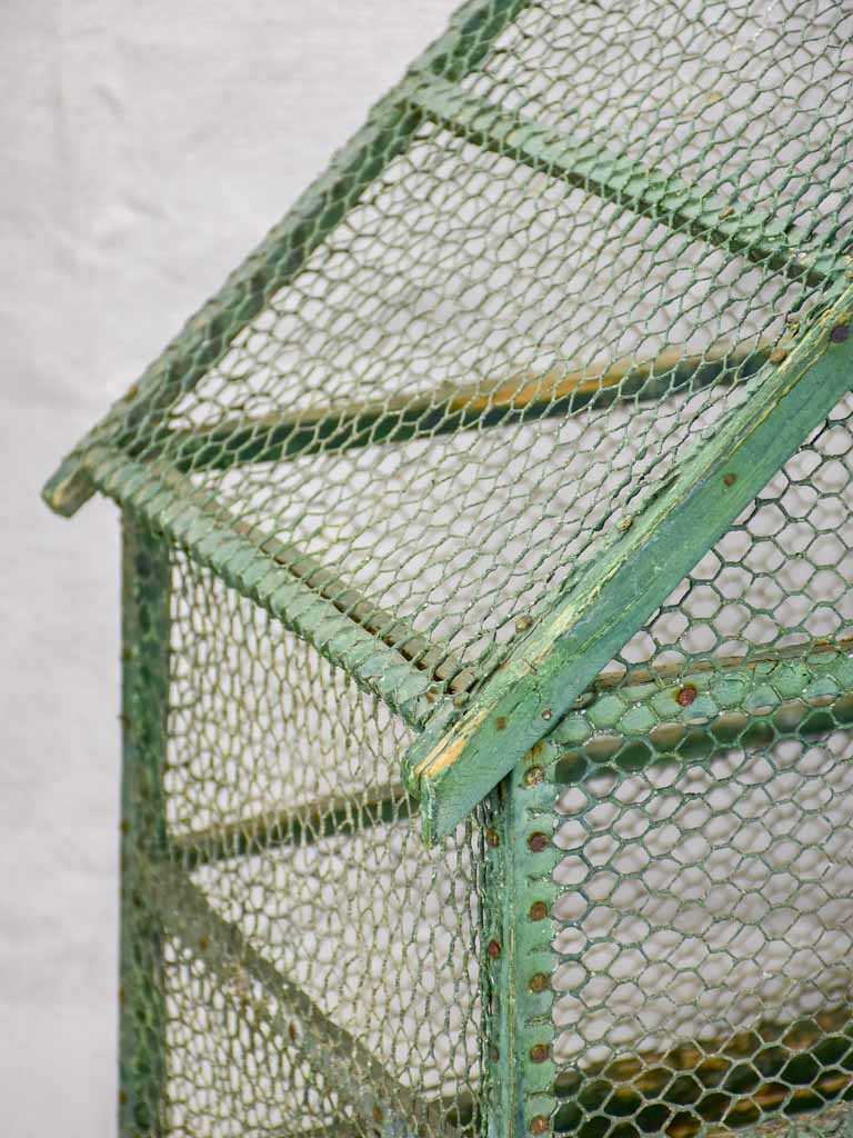 Rustic antique French birdcage with green patina 23¾"