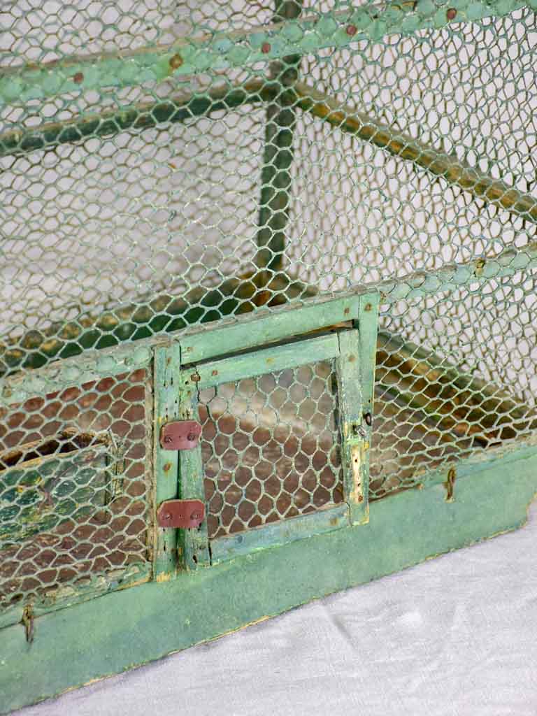 Rustic antique French birdcage with green patina 23¾"