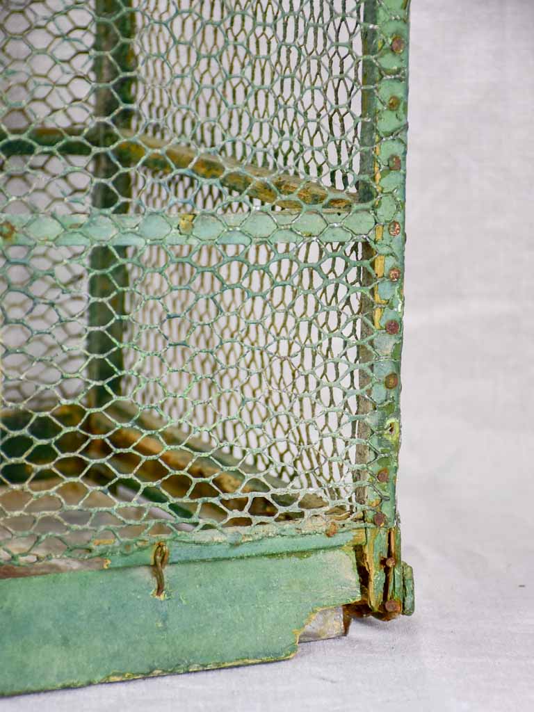 Rustic antique French birdcage with green patina 23¾"