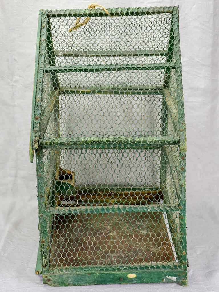 Rustic antique French birdcage with green patina 23¾"