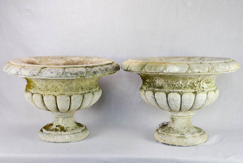 Pair of mid century French Medici / cup garden planters 21¼"
