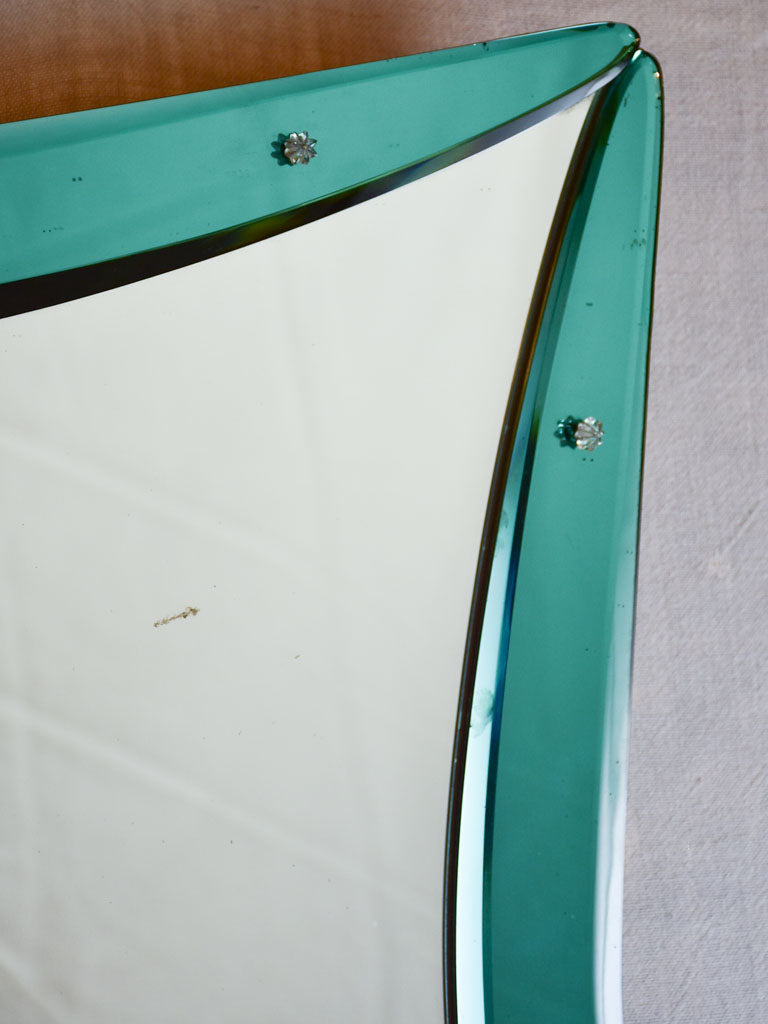 1930s Venetian mirror with turquoise glass frame 28" x 55½"