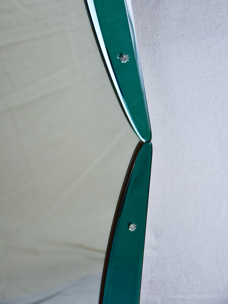 1930s Venetian mirror with turquoise glass frame 28" x 55½"