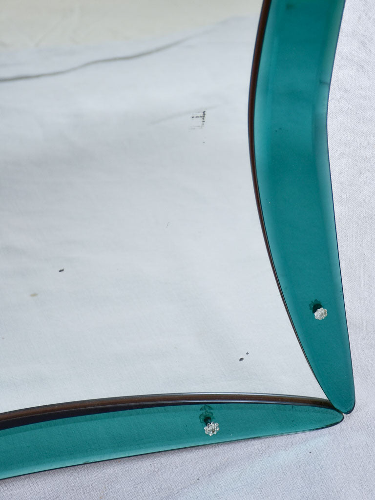 1930s Venetian mirror with turquoise glass frame 28" x 55½"