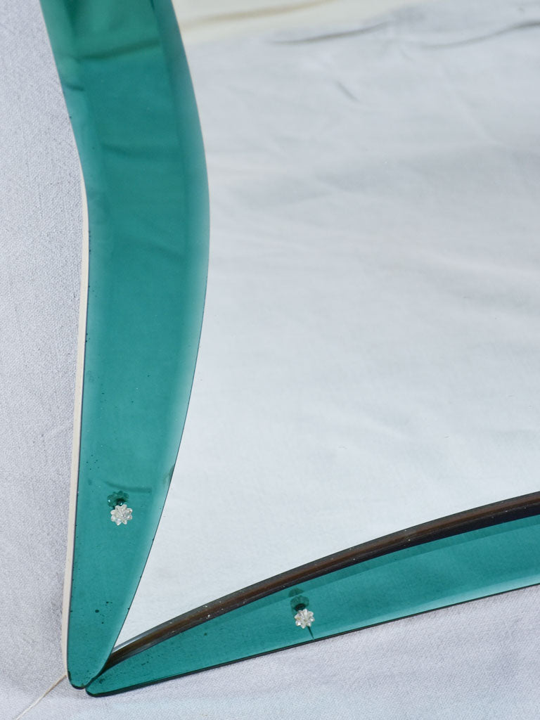 1930s Venetian mirror with turquoise glass frame 28" x 55½"